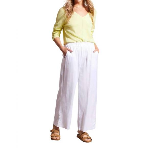 NEW TRIBAL linen pull on pant with buttons in white - Picture 2 of 4
